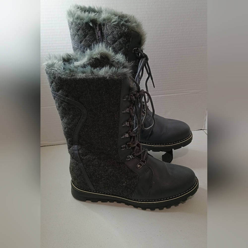 Polar Women's Gray Fur-Lined Snow Boots Size 9